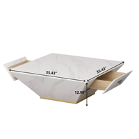 Table basse à tambour carré de luxe en marbre blanc trapézoïdal
