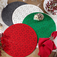 Sous-verres ronds en feutre découpés au laser Joyeux Noël pour la décoration de la maison