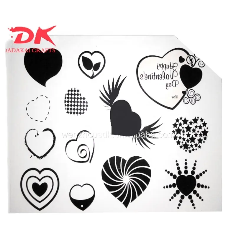 Custom cheap one color printing black heart tattoo sticker