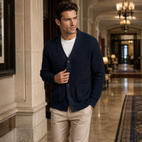 Cardigan en tricot épais à col en V pour homme, avec boutons et poches, manches longues, style décontracté, fabrication OEM ODM