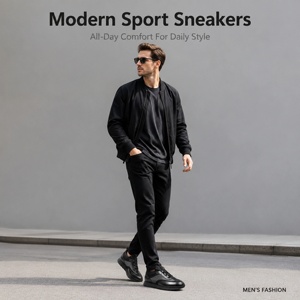 RADOLFA Baskets en cuir élégantes pour hommes, grande taille, chaussures de sport en matériaux mixtes, baskets décontractées légères et tendance pour hommes - Product Image 4