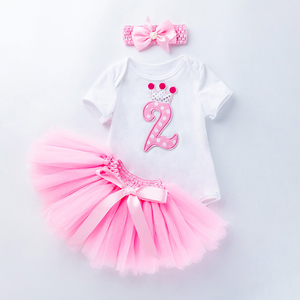 Carino Bambino Vestiti Della Ragazza 3 Pcs Pagliaccetto E Gonna Set per Il Nuovo Nato - Product Image 2