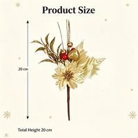 Décorations de Noël : Brindilles artificielles de poinsettia doré et baies pour couronnes de Noël, vitrines et décoration intérieure