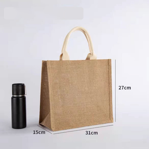 Sac fourre-tout en lin Diy Boîte à lunch étanche Sacs à provisions verts peints à la main Logo personnalisé et emballage fabriqués au Vietnam - Product Image 2