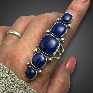 Bague en Lapis-Lazuli Naturel - Faite à la Main en Argent Sterling 925 - Bijou Fantaisie Adorable pour Soirées - Vente en Gros et Personnalisable - Product Image 3