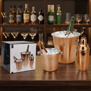 Bar Tools Stainless Steel <b>Cocktail</b> <b>Set</b> of 3 Pcs Bar <b>Set</b> <b>Cocktail</b> <b>Shaker</b> Ice Bucket Copper Wine Accessories <b>Set</b> - Product Image 2
