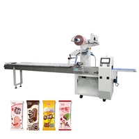 Machine d'emballage horizontale automatique 380 pour gâteaux, gaufrettes, biscuits et autres produits alimentaires, avec fonction de mise en carton et d'emballage coussin