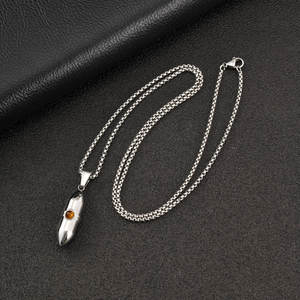 Colgante de Cadena de Caja Geométrica de Acero Inoxidable Azul Dorado con Diseño de Cartucho de <span class=keywords><strong>Metal</strong></span> Potente Estilo Hip-hop para Hombre - Última Tendencia - Product Image 5