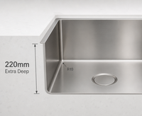 Évier de cuisine encastré à cuve unique en acier inoxydable brossé, design moderne et luxueux, avec robinet intégré, 1 trou, garantie 1 an, fabriqué à la machine