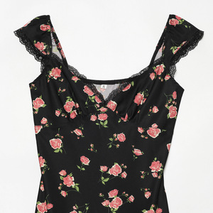 Vestidos Midi de Verano Boho Casual Vintage con Estampado Floral y Cuello en V para Mujer, Personalizados 2026, con Ribete de Encaje, OEM/ODM por Fábrica China - Product Image 5