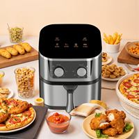Friteuse à air carrée manuelle en acier inoxydable avec commande par bouton, 10L, appareil de cuisine électrique pour utilisation en voiture, facile à nettoyer, chauffage rapide