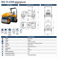 Rouleau compresseur d'asphalte à double tambour de 3 tonnes, largeur de tambour de 1200 mm, vibration à double amplitude pour la finition des surfaces routières