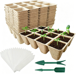 DaringFish Plateau de semis carré biodégradable 20x12 alvéoles + 20x étiquettes pour plantes + 1x kit de jardinage avec piqueur - Product Image 3