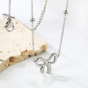 Nuevo Estilo Collar Clásico de Concha con Corazón, Joyería al por Mayor, Collar con Colgante de Cadena de Perlas de Acero Inoxidable para Mujer - Product Image 4