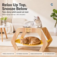 Lit de repos pour chat en bois Starhover, 2 en 1 avec griffoir intégré, canapé pour chat