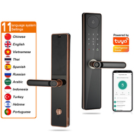 Cerradura Inteligente Digital para Puerta de Madera con Huella Dactilar Biométrica, Código de Contraseña, WiFi y App Tuya, de Alta Calidad, con Llave