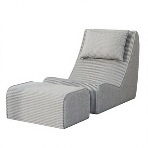 Sillón Chaise Longue Otomano <span class=keywords><strong>Gigante</strong></span> de Corduroy con Soporte Fuerte de Espuma, Almohada Cervical Desmontable y Funda Lavable, Respaldo de Apoyo - Product Image 1