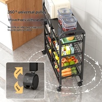 Étagère de rangement pour légumes et fruits de cuisine, multi-niveaux, mobile, en acier au carbone, installation au sol, style moderne et simple