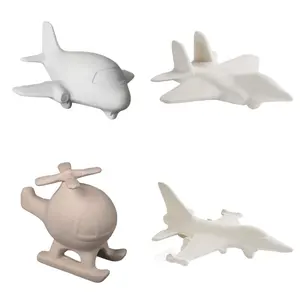 Benutzer definierte Großhandel Biskuit Keramik produkte Kinder geschenke niedliche Keramik unbemalte Flugzeug Dekor Skulpturen