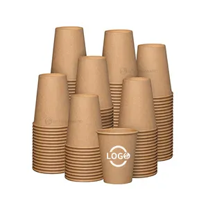 LOGO stampato personalizzato Eco Friendly Brown Kraft carta usa e getta tazza di caffè tazza di carta con coperchio