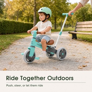 <span class=keywords><strong>Triciclo</strong></span> 4 en 1 para Niños, Bicicleta de Equilibrio para Bebés, Andador con Empuje para Niños Pequeños, Manillar Ajustable para Padres, Pedales Desmontables, Ruedas de EVA - Product Image 5