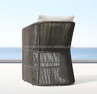 Mobilier de patio moderne Chaise de salle à manger pour hôtel avec corde tissée et cadre en bois de teck Fauteuil de jardin pour les espaces extérieurs