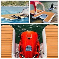 Plateforme flottante gonflable en PVC avec tapis de pont en EVA imitation teck et échelle, prête pour la navigation sur lac et océan