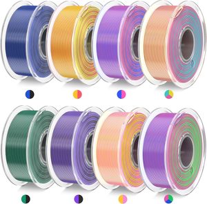Lot de filaments pour imprimante 3D PreFuture, filament de soie double et triple couleur, bobine de 250 g, 8 rouleaux, 2 kg au total - Product Image 2