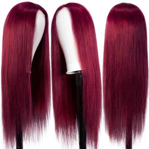 Uniky Brazil Bất 100% Màu Nguyên Trinh Tóc Con Người Trinh Nữ Hd Trong Suốt Con Người 99J Đỏ Burgundy Sóng Sâu Xoăn Ren Tóc Giả - Product Image 2