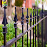 Panel Pagar Baja Galvanis Spear Top, Tahan Karat, Tugas Berat, Keamanan Taman Luar Ruangan, Hitam Powder Coating, 6x8Ft