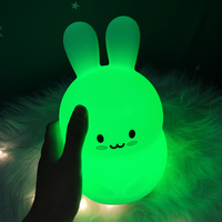 Lampe de Nuit Veilleuse LED Respirante Tactile Lapin en Silicone pour Décoration Chambre de Bébé, Salon et Chambre à Coucher