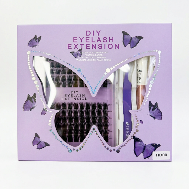 Hot Selling DIY Eyelash Cluster Kit Individual Lashes with Tweezer, Bond & Seal, Remover Easy Wear, Private Label Available
