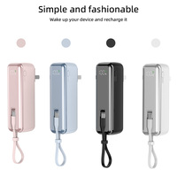 Chargeur mural mini rapide, batterie externe |   Banque d'alimentation portable 5000mAh Capsule USB-C Affichage LED Chargeur rapide 2 en 1 Prise universelle