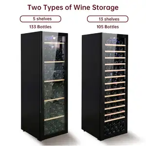 Wholesale 105 Bottles Stainless Steel Wine Cellar Cooler Unit 13 Wire/Beach Wooden Shelve Wine Rack In Fridge ZS-A252