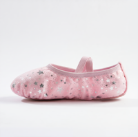 Chaussons de danse souples et respirants BX116 à motif patte de chat, chaussures de ballet estampées ciel étoilé doré pour enfants, tout-petits et femmes, idéales pour l'entraînement de danse