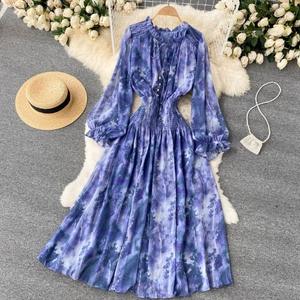 Vestidos Elegantes Estampados de Manga Abullonada para Mujer, que Definen la Cintura, Moda Premium - Product Image 5