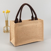 Bolso de mano de arpillera con estampado personalizado, bolsa de compras de yute reutilizable, ecológico