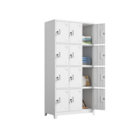 Casier en acier à 12 portes, armoire de rangement métallique avec serrures individuelles, anti-corrosion, pour personnel d'usine, salle de sport, école