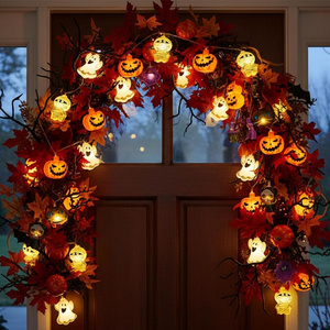 Guirlandes solaires LED d'Halloween étanches pour extérieur, décorations féériques pour fêtes, maison, jardin, cour, fenêtre, motifs citrouille et fantôme - Product Image 4