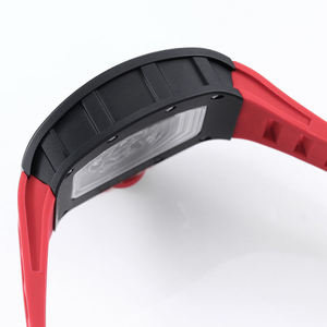 2026 New Wine <b>Red</b> Ceramic Tonneau Unisex Men Watch – Luxury Skeleton Tourbillon, Rubber Strap, Business Waterproof Automatic - Product Image 4