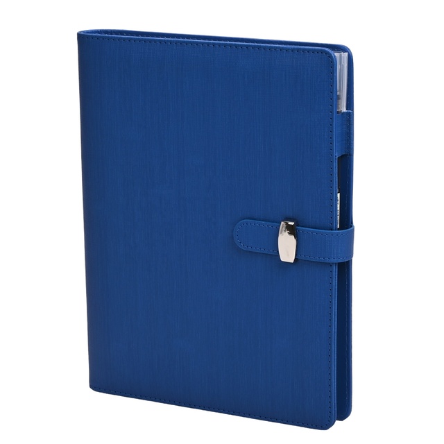 Promotional School Thick PU Leather Hardcover 9 Rings Binder Spiral Bound Notebook With Card Pocket for School Student Notebook