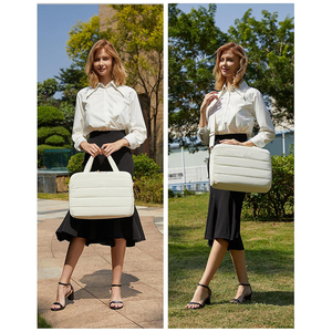 Sacoche d'ordinateur portable pour femmes, sac fourre-tout rembourré pour le travail, grande mallette <span class=keywords><strong>de</strong></span> 15,6 pouces, sac à bandoulière léger et décontracté matelassé - Product Image 6