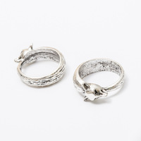 Anneaux en forme de renard pour bijoux DIY, 25x21x8mm, en alliage de zinc gravé, bronze antique, argent antique