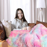 Usine En Gros Super Doux Longhair Moelleux Polaire Arc-En-Ciel Couvertures Chaud Fausse Fourrure Confortable Shaggy Couverture En Peluche