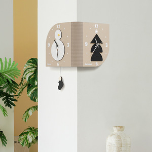 Double-Sided Corner Wall <b>Clock</b> Christmas Theme <b>Battery</b> Powered Irregular Shape For Home Living Room - Product Image 3