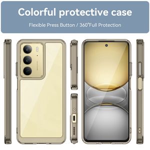 Nueva tendencia Color duro transparente TPU Marco de parachoques cubierta de botón de Metal armadura Delgada funda de teléfono para Realme 14X contraportada - Product Image 3