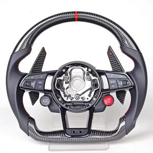 Volant en fibre de carbone LED pour <span class=keywords><strong>Audi</strong></span> Rs 3 Rs7 A3 A4 A5 A7 Q7 <span class=keywords><strong>TT</strong></span> TTS R8 S3 S4 A3 A4 A5 A6 Volant en cuir Assy - Product Image 1