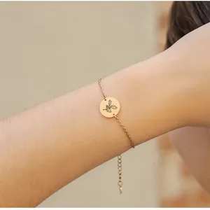 Birth Flowers Leaf Leaves Symbols Pendant Bracelet Custom Stainless Steel 13mm Chain & Link Bracelets Bangles