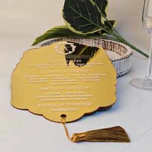 Invitation de luxe personnalisée en acrylique miroir doré, élégante, avec impression à chaud pour menus de fête et mariages - Product Image 3