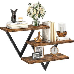 Yeni Masif Ahşap Üçgen Şekilli Modern Üç Katmanlı Ayarlanabilir Asılı Yüzer Duvara Monte Yatak Odası Depolama Rafı Genişletme Civatası - Product Image 1